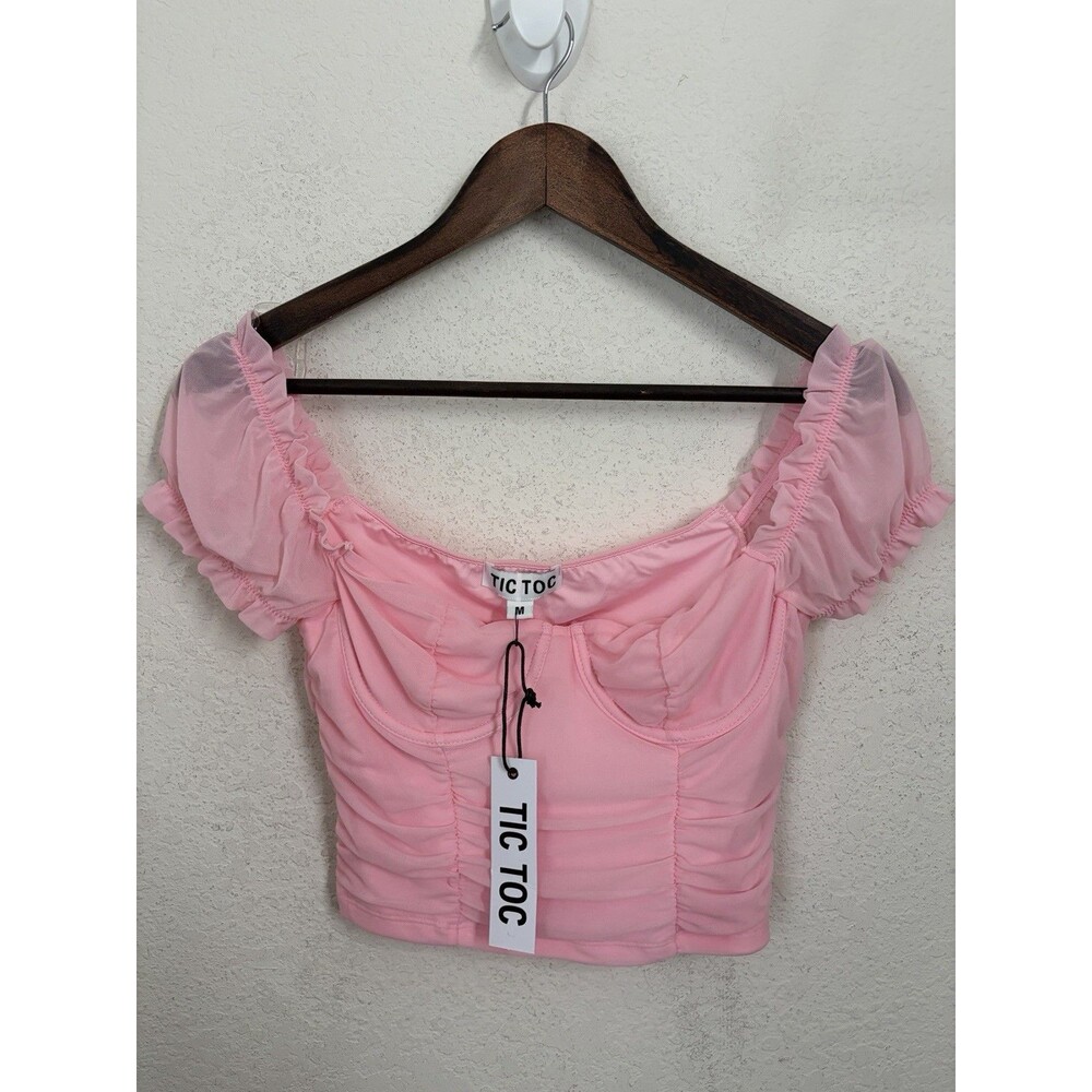 Tic Toc Women's M Pink Corset Crop Top NWT Y2K Feminine coquette balletcore